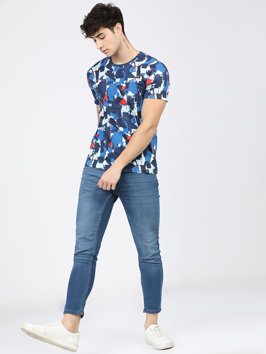 Image of LOCOMOTIVE Printed Men Round Neck Multicolor T-Shirt
