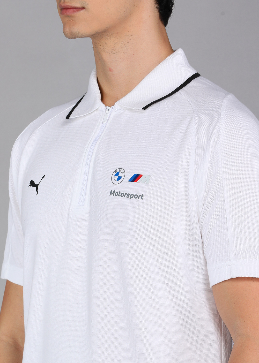 Image of PUMA Printed Men Polo Neck White T-Shirt