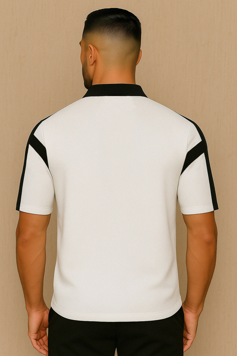 Image of Try This Colorblock Men Polo Neck White T-Shirt