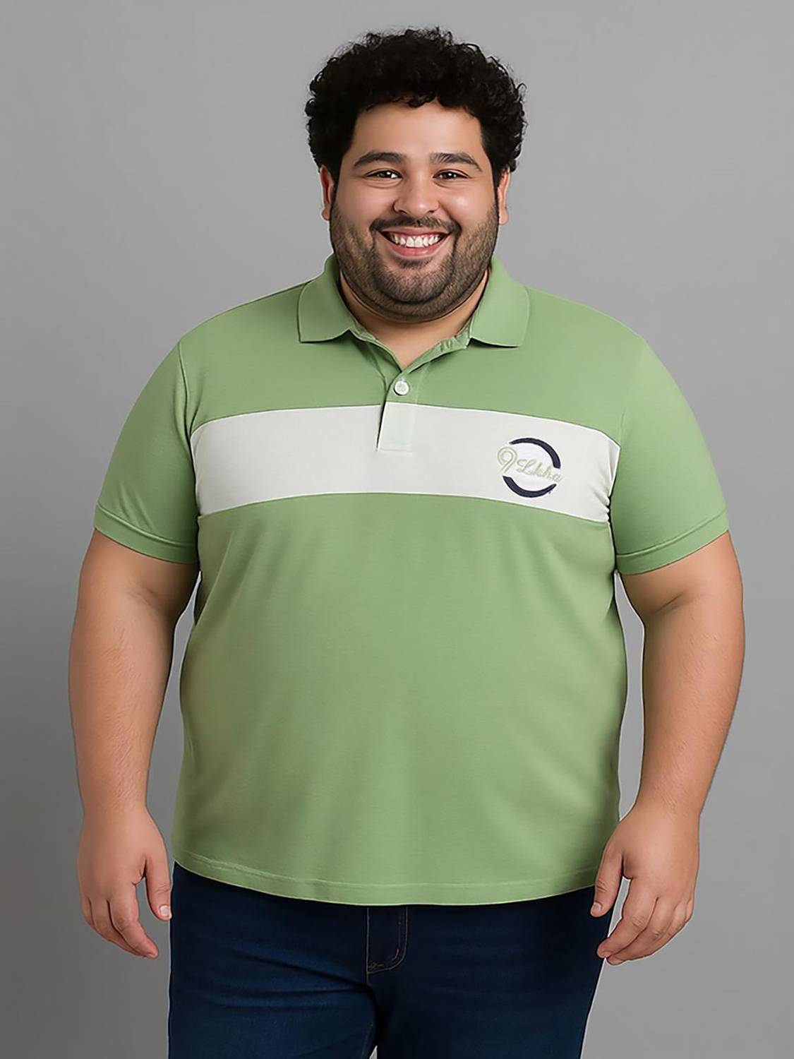 9LKHA Colorblock, Solid Men Polo Neck Green T-Shirt
