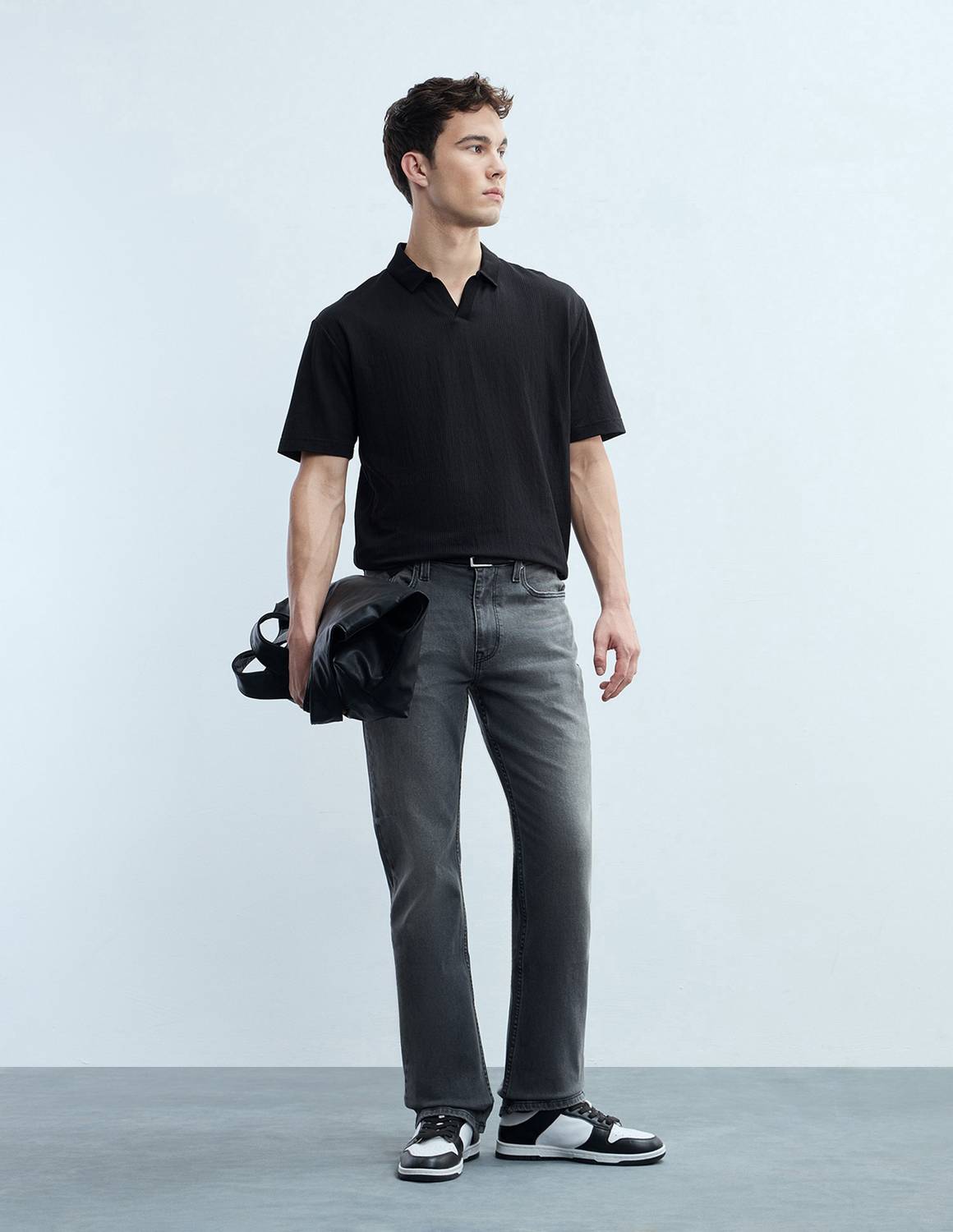 FLYING MACHINE Men Black Polo Neck T-Shirt - Image 2