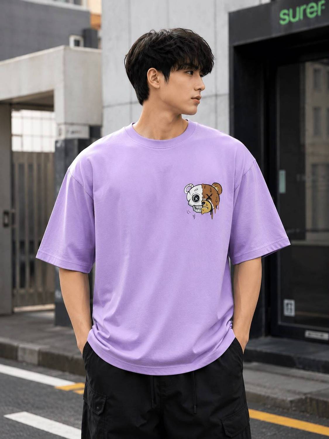 DAM HOOVER Purple Graphic Print Men's T-Shirt - Image 1