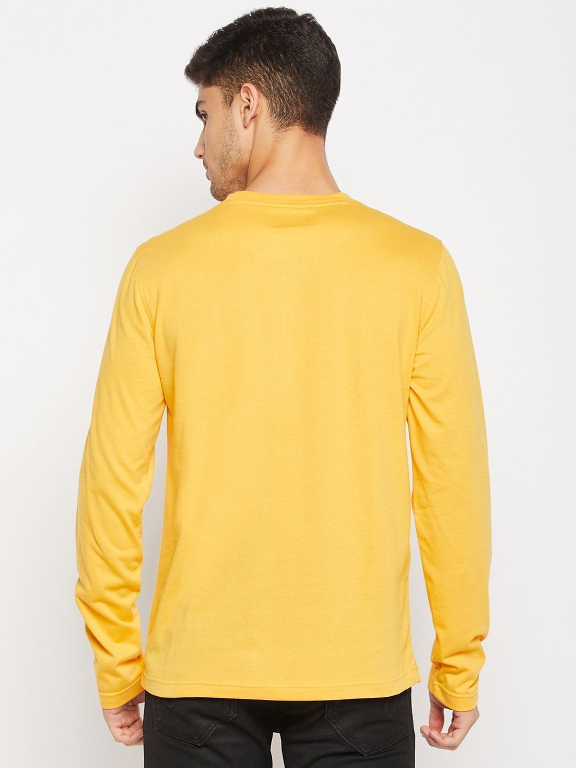 Image of Club York Typography Men Round Neck Yellow T-Shirt