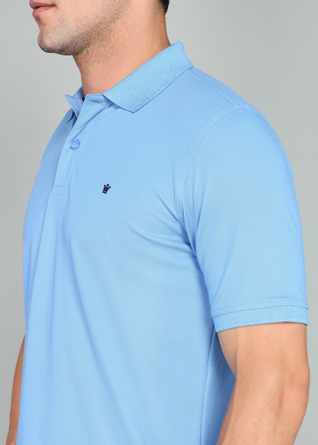 Image of LOUIS PHILIPPE Solid Men Polo Neck Light Blue T-Shirt