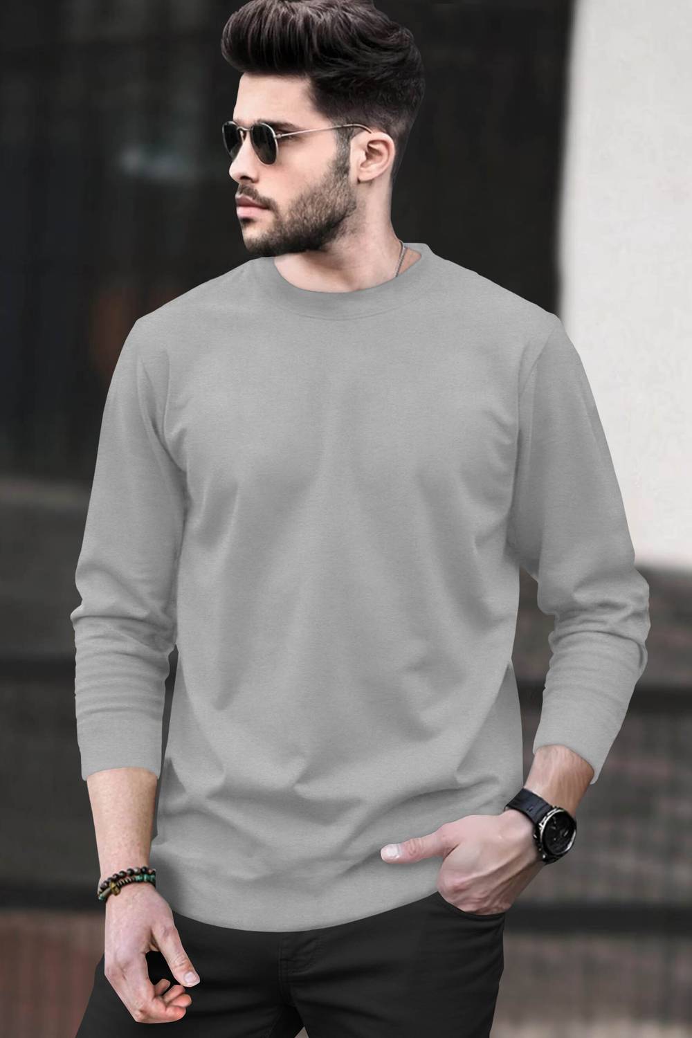 BLIVE Solid Men Round Neck Grey T-Shirt