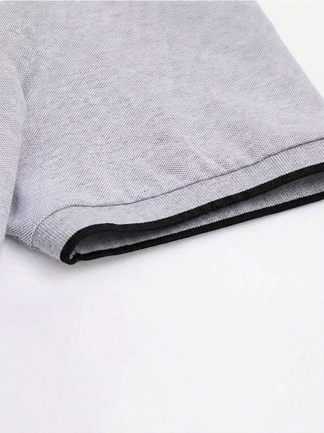 AACHIPAN Men Grey Polo Neck T-Shirt - Image 3