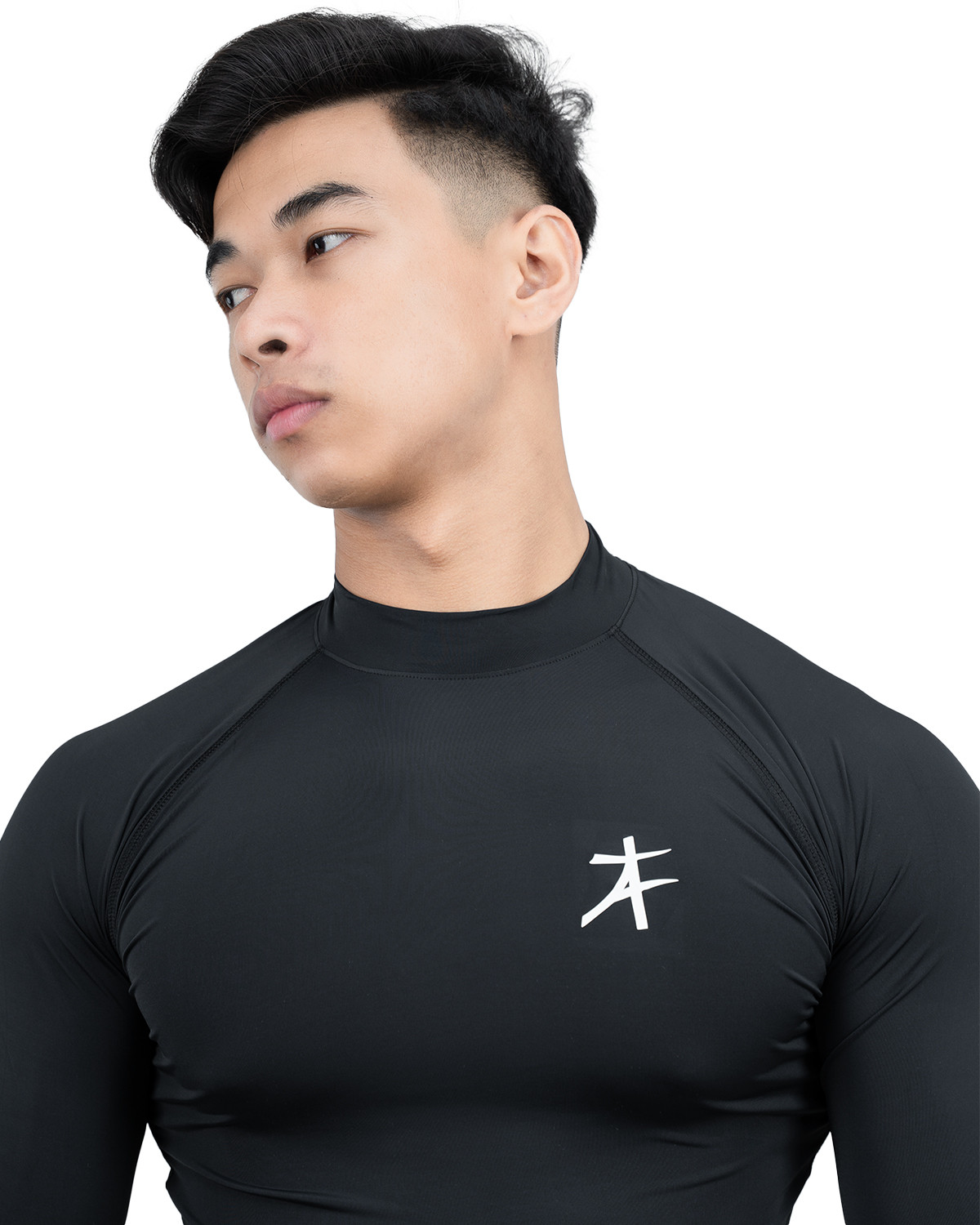 Image of Athflex Solid Men High Neck Black T-Shirt