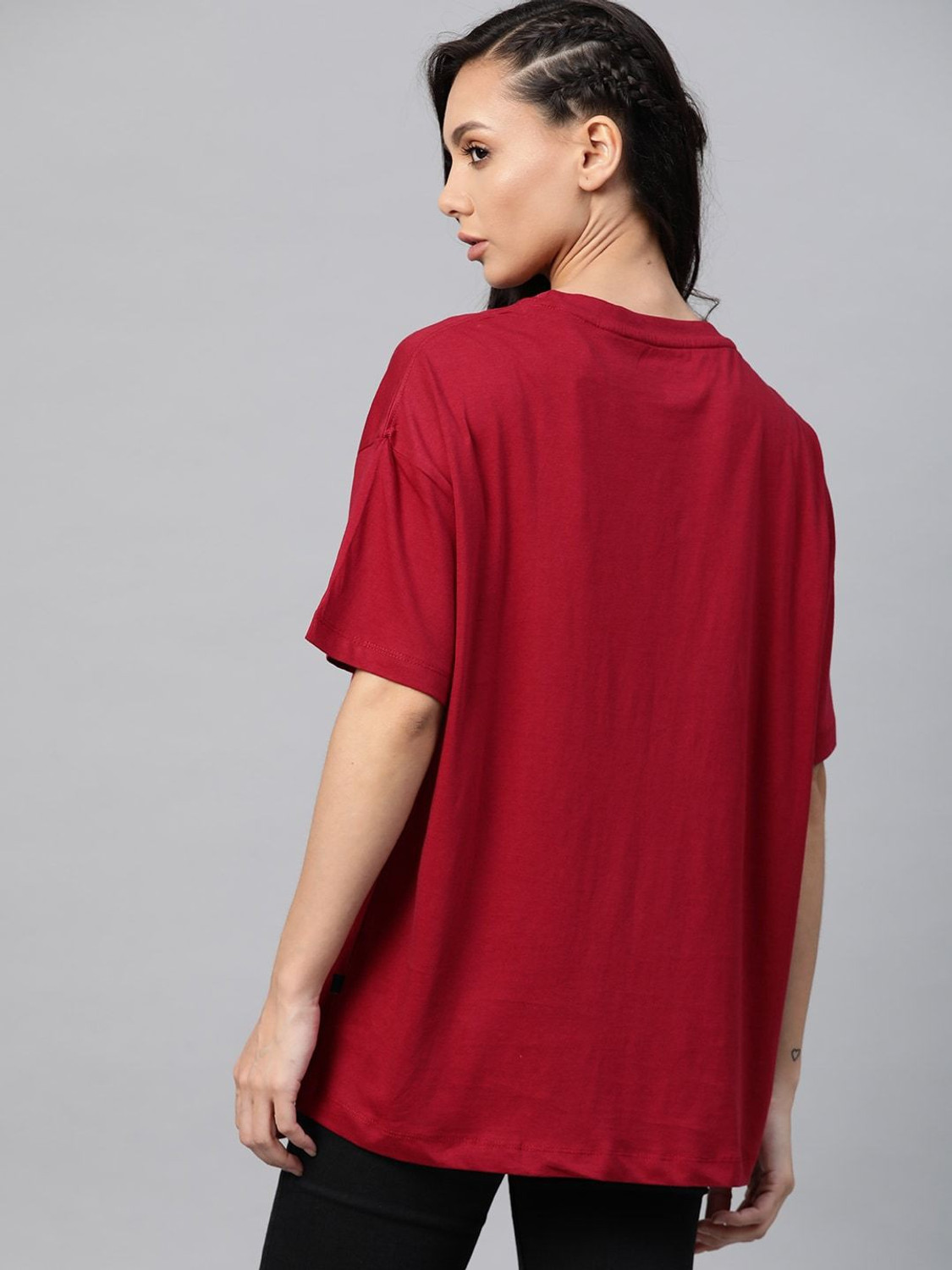 Image of Roadster Printed Women Round Neck Red T-Shirt