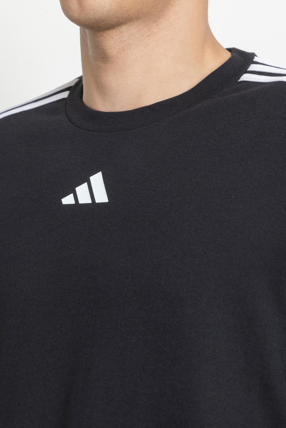 Image of ADIDAS Striped Men Round Neck Black T-Shirt