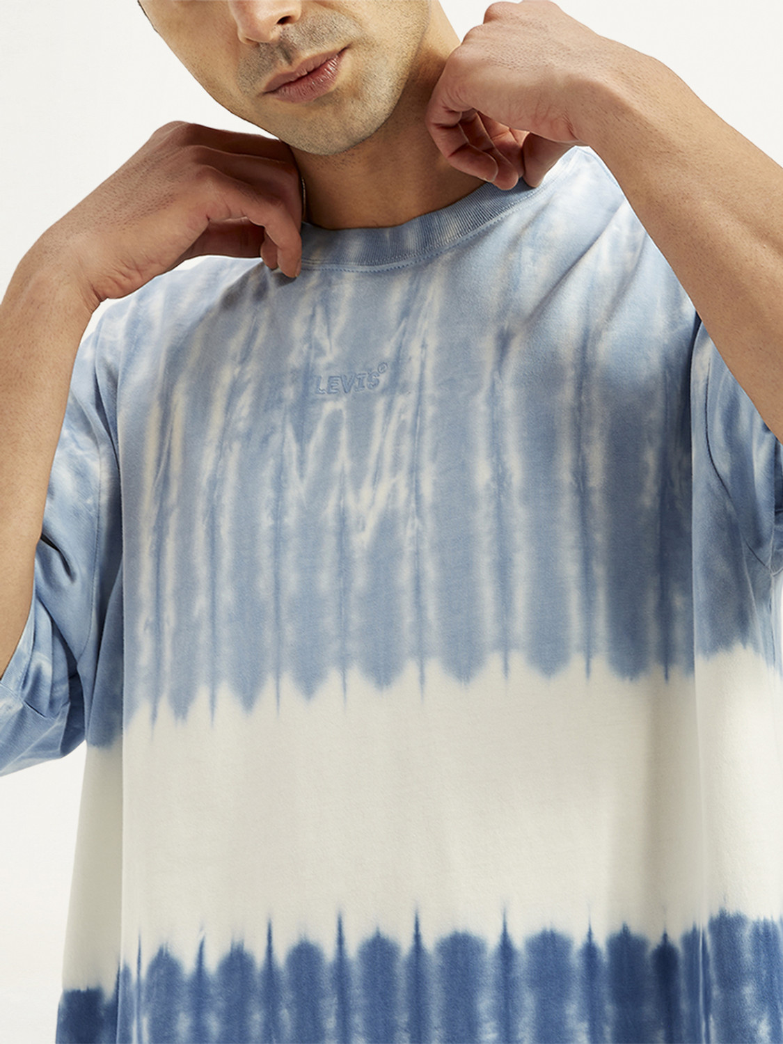 Image of LEVI'S Tie & Dye Men Crew Neck Blue T-Shirt