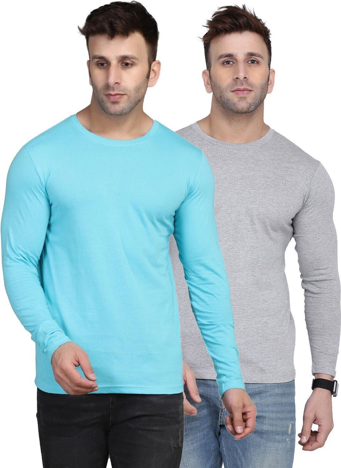 Image of Kroptee Solid Men Round Neck Multicolor T-Shirt