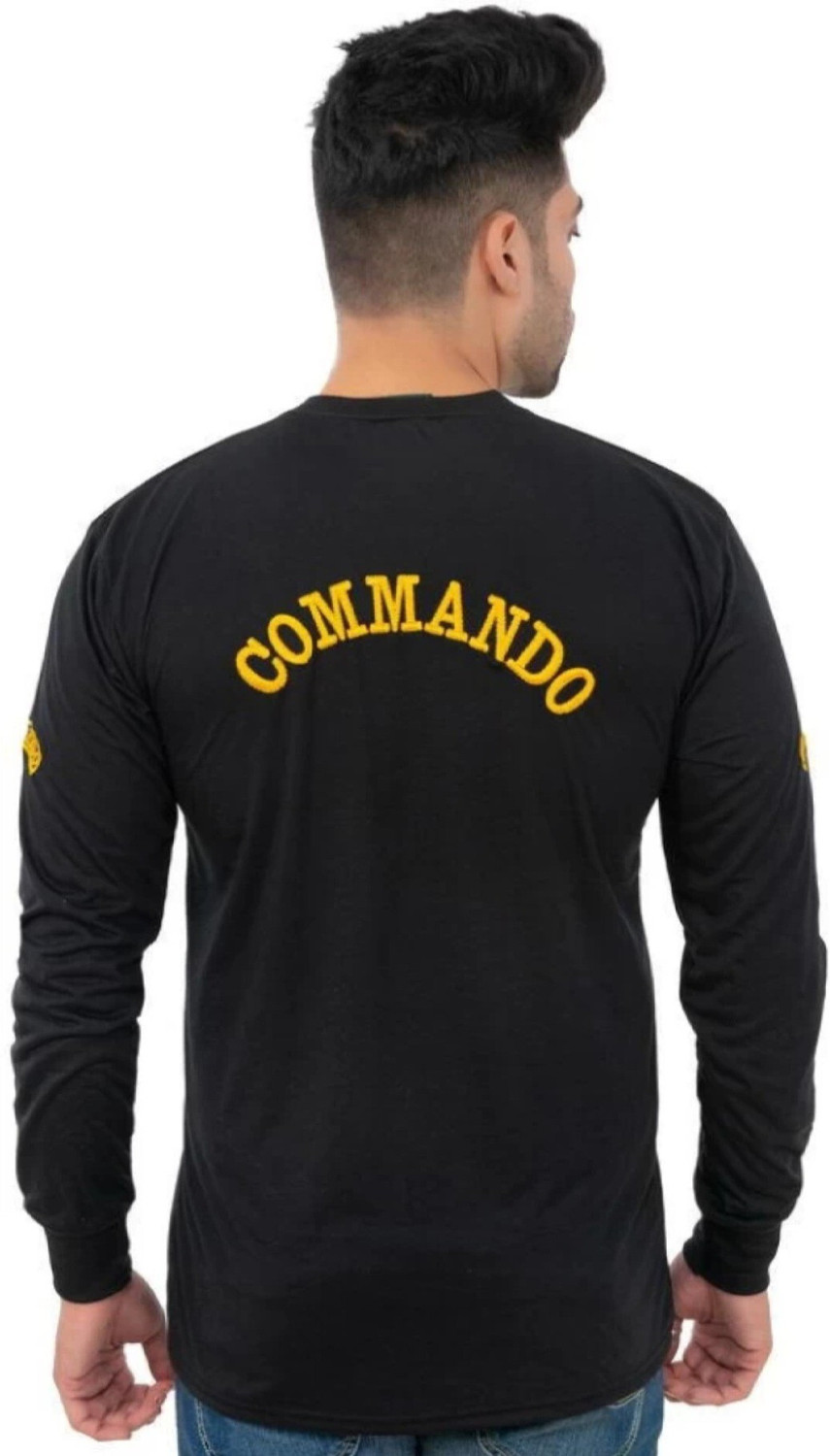 Image of RD Typography Men Round Neck Black T-Shirt