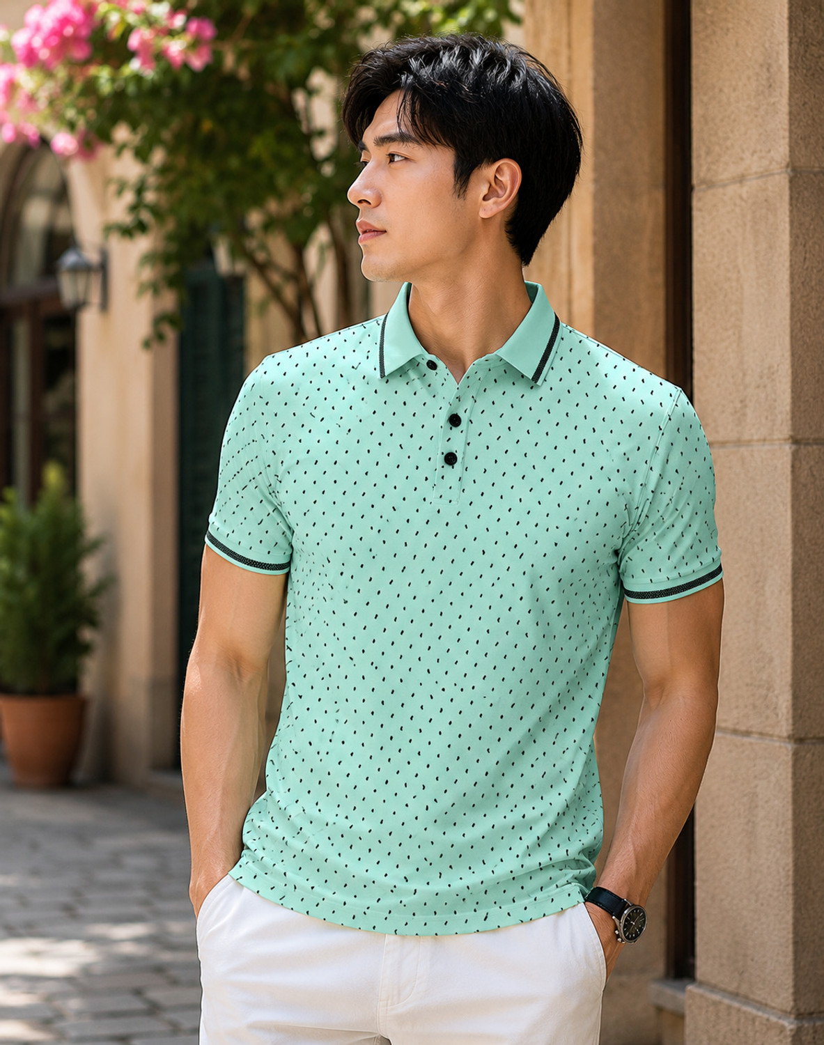 Image of MD BY MATHRA DASS Printed Men Light Green T-Shirt
