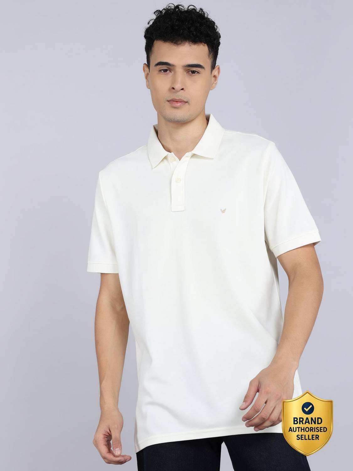 Blackberrys Solid Men Polo Neck White T-Shirt