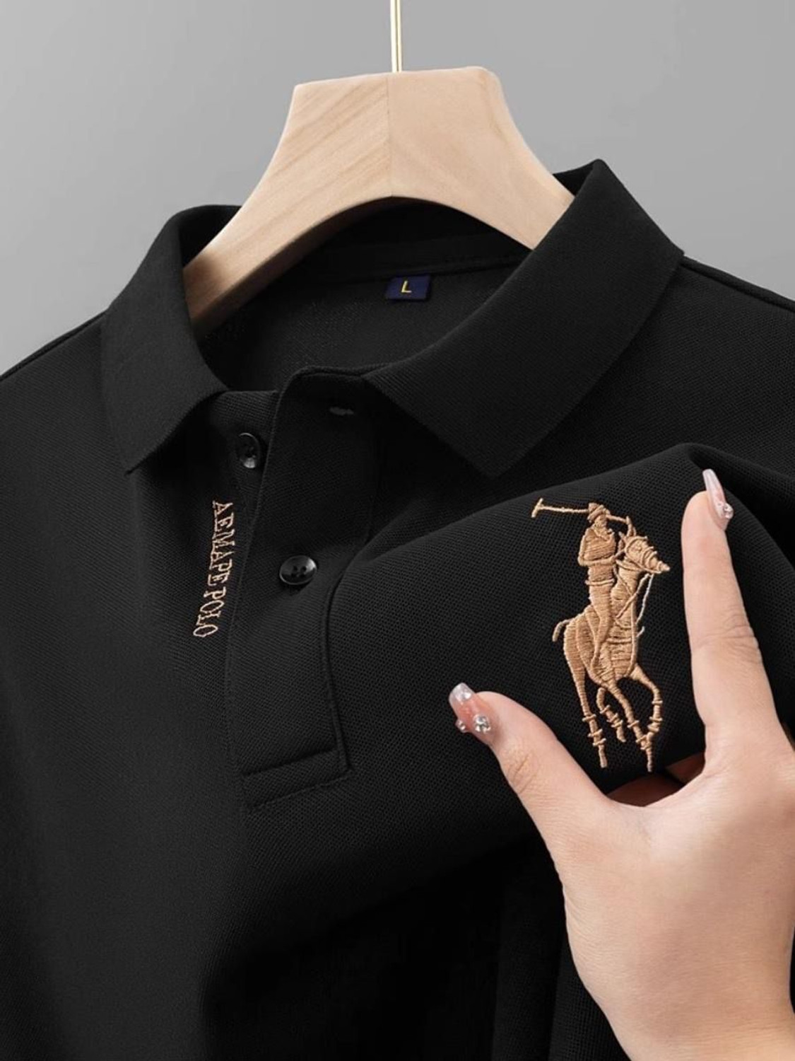 Image of Kesar Collection Sporty, Solid Men Polo Neck Black T-Shirt