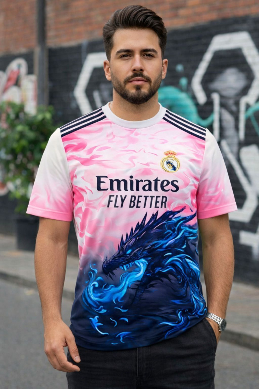 Image of ONE 7 Printed Men Round Neck Pink T-Shirt