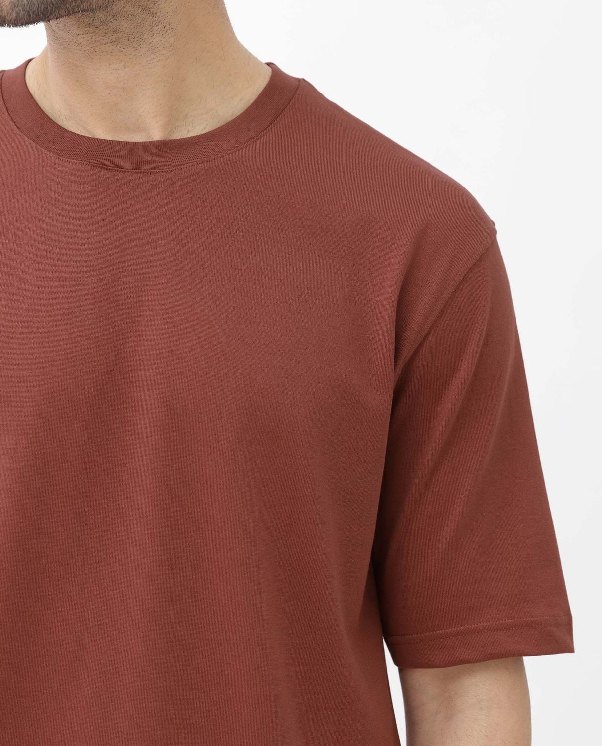Image of RARE RABBIT Solid Men Crew Neck Brown T-Shirt