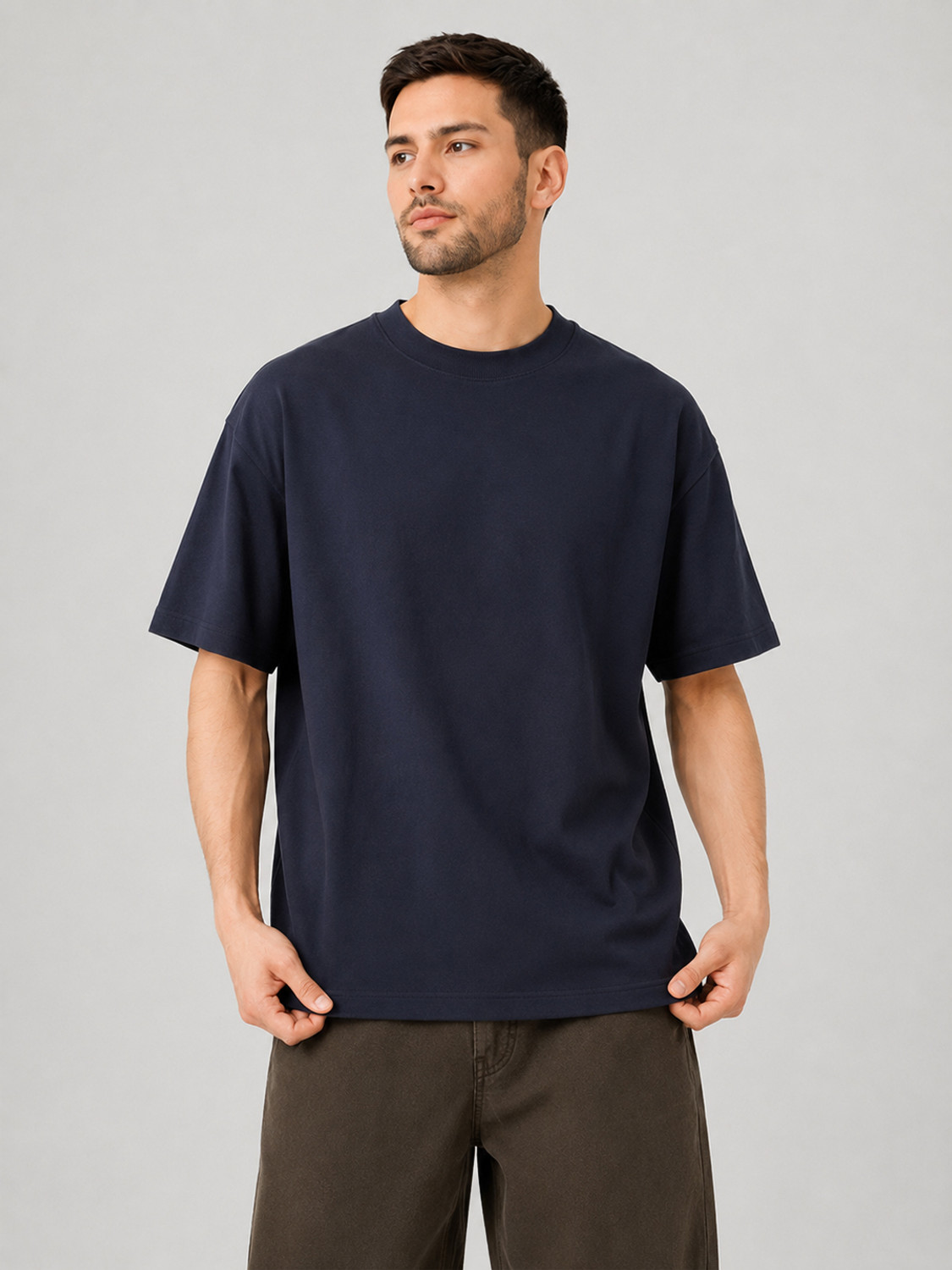 Image of BE RARE Solid Men Round Neck Black T-Shirt