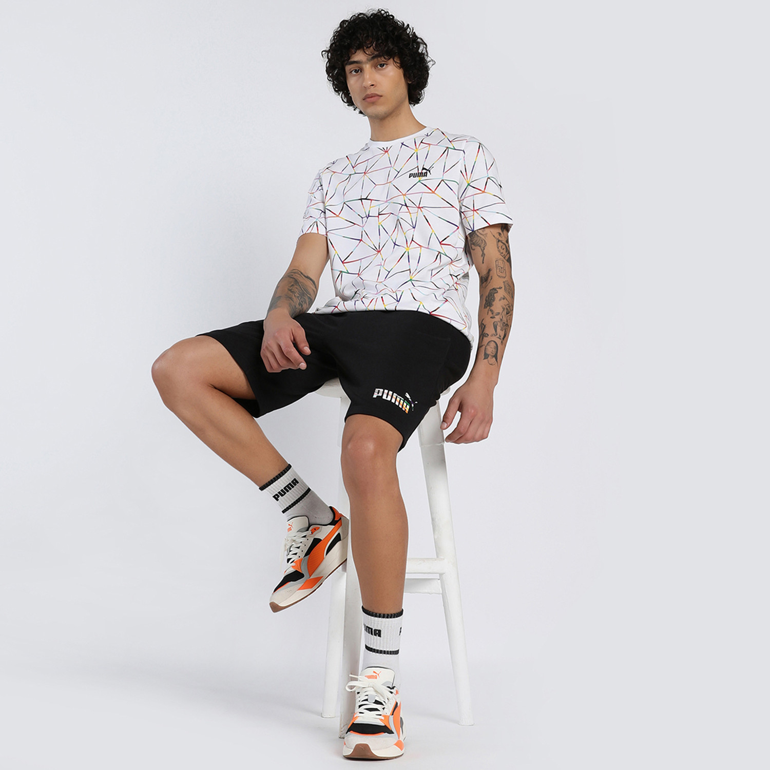 Image of PUMA Printed Men Crew Neck White T-Shirt