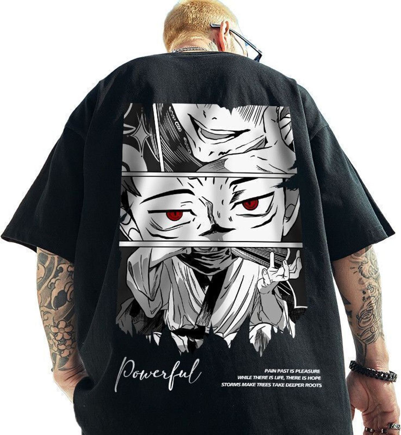 Image of FASHIONORIYA Printed Men Round Neck Black T-Shirt