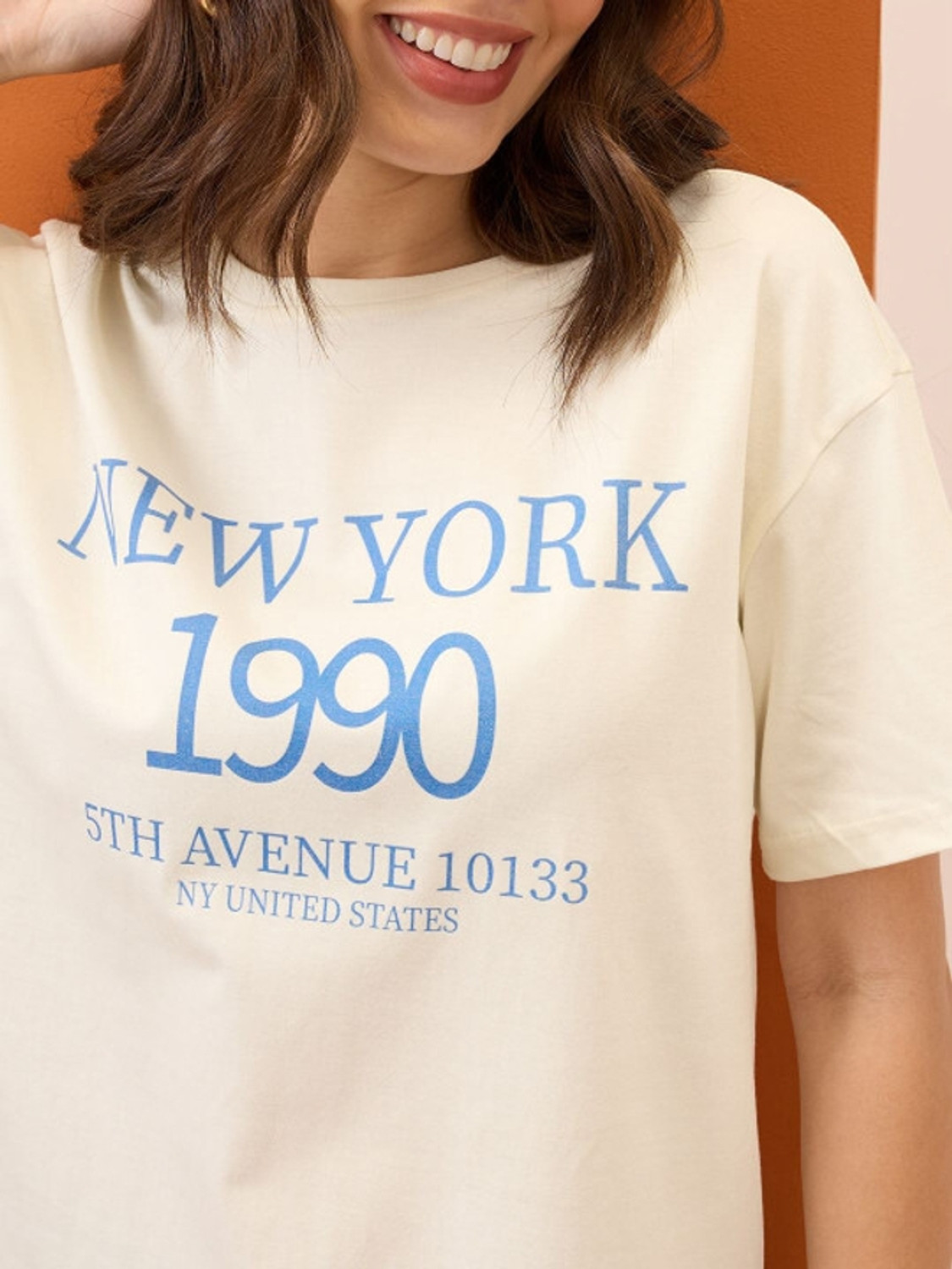 Image of Patche Typography Women Round Neck White T-Shirt