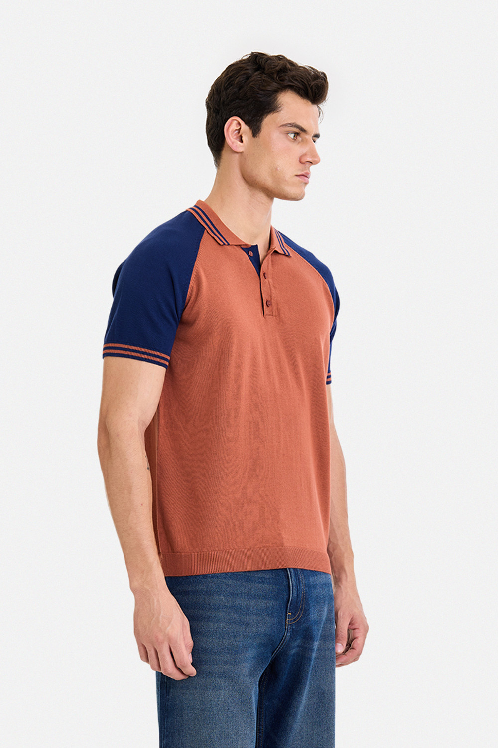 Image of Snitch Colorblock Men Polo Neck Orange T-Shirt
