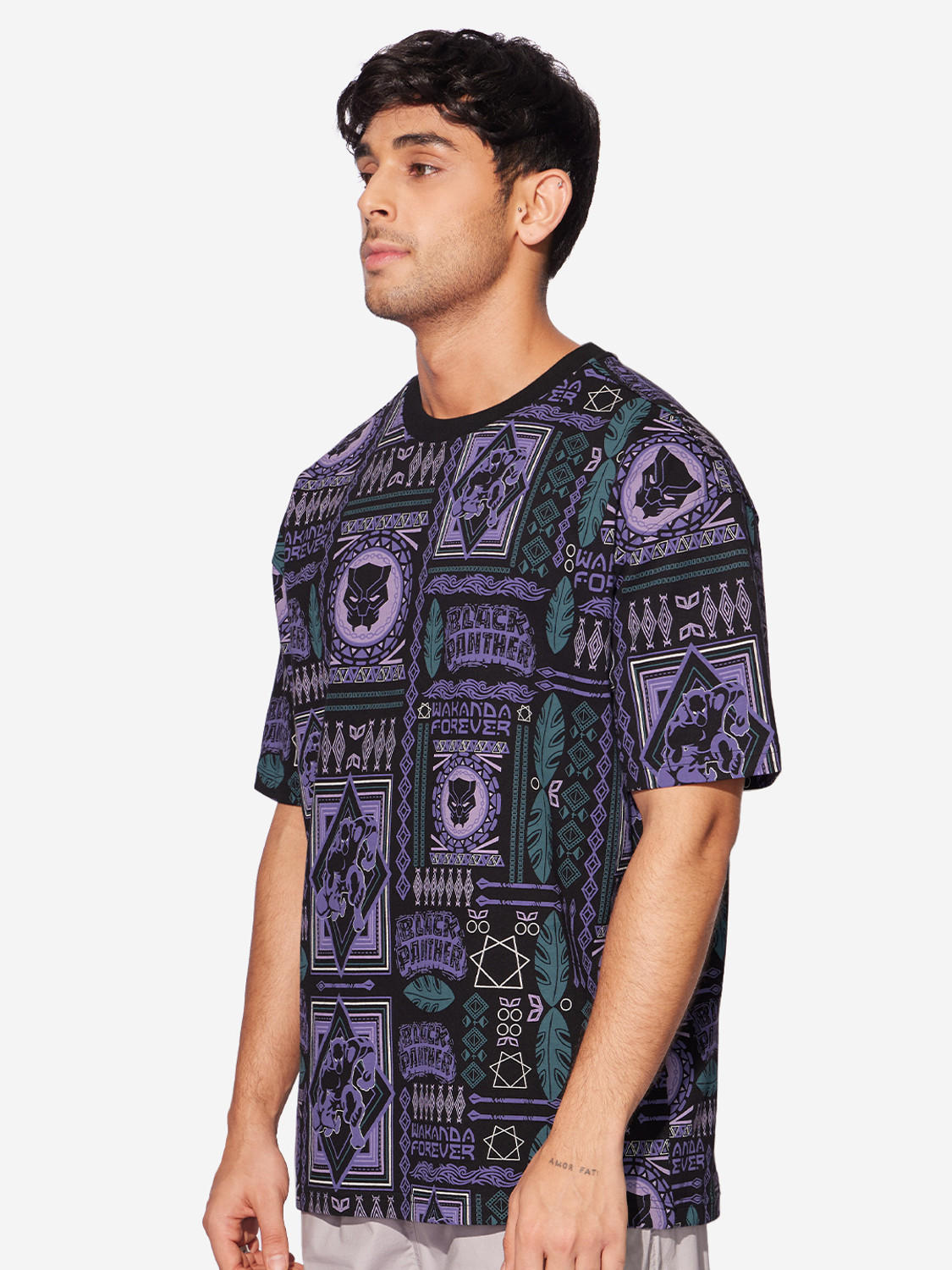 Image of The Souled Store Men Graphic Print Round Neck Pure Cotton Multicolor T-Shirt