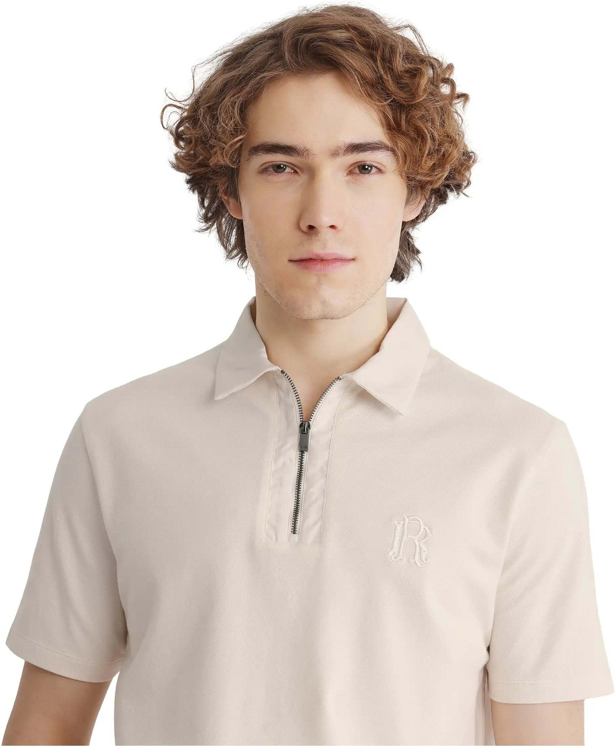 Image of RARE RABBIT Solid Men Polo Neck White T-Shirt