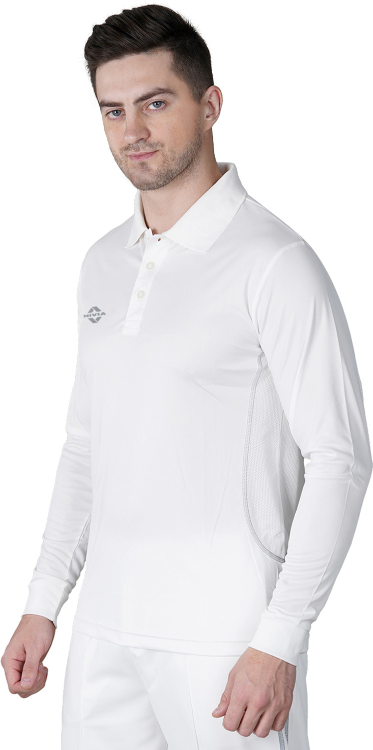 Image of NIVIA Solid Men Polo Neck White T-Shirt