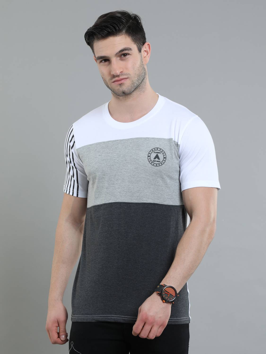 AIDAN PAUL Colorblock Men Round Neck Multicolor T-Shirt