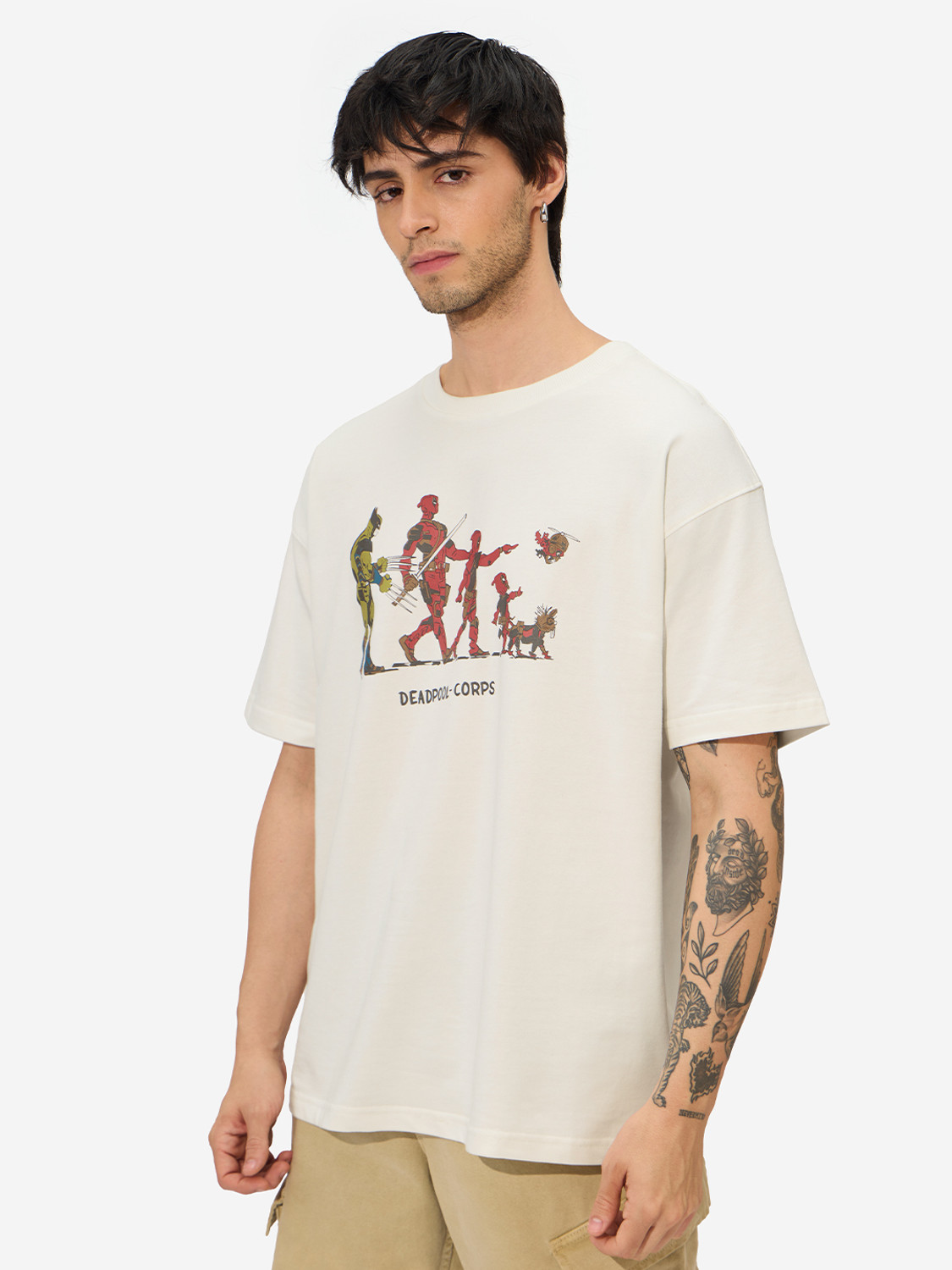 Image of The Souled Store Graphic Print Men Round Neck White T-Shirt