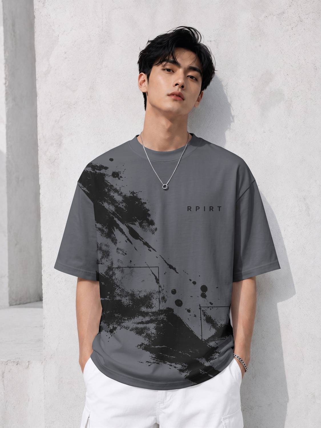 RPIRT Men Grey Round Neck T-Shirt