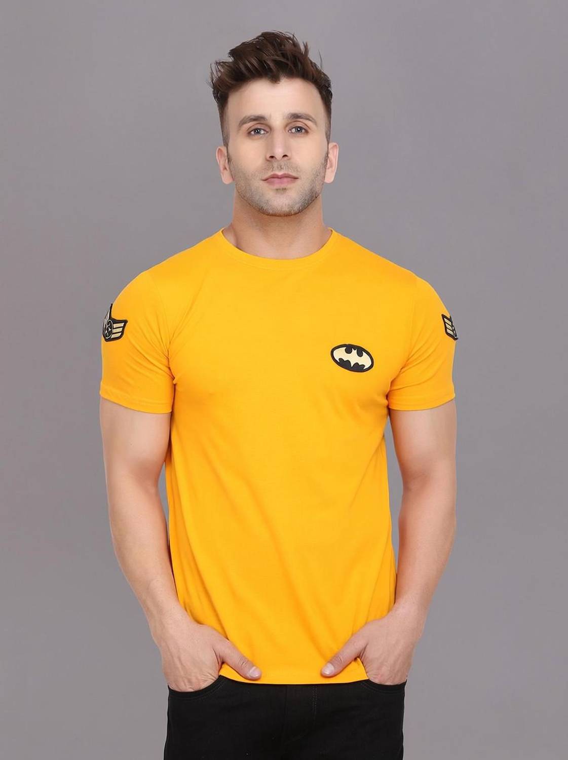 Lawful Casual Solid Men Round Neck Yellow T-Shirt
