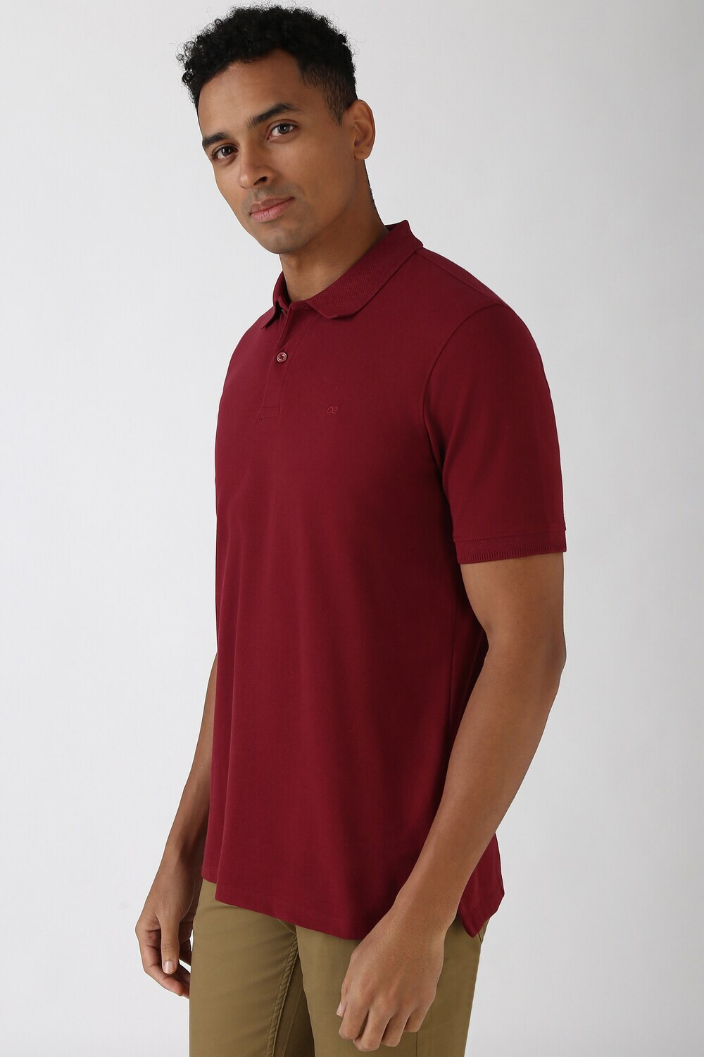 Image of PETER ENGLAND Solid Men Polo Neck Maroon T-Shirt