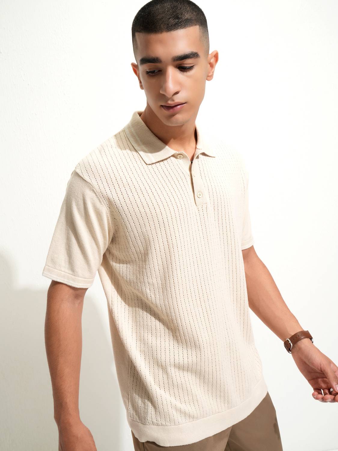 HIGHLANDER Men Polo Neck White T-Shirt - Image 2