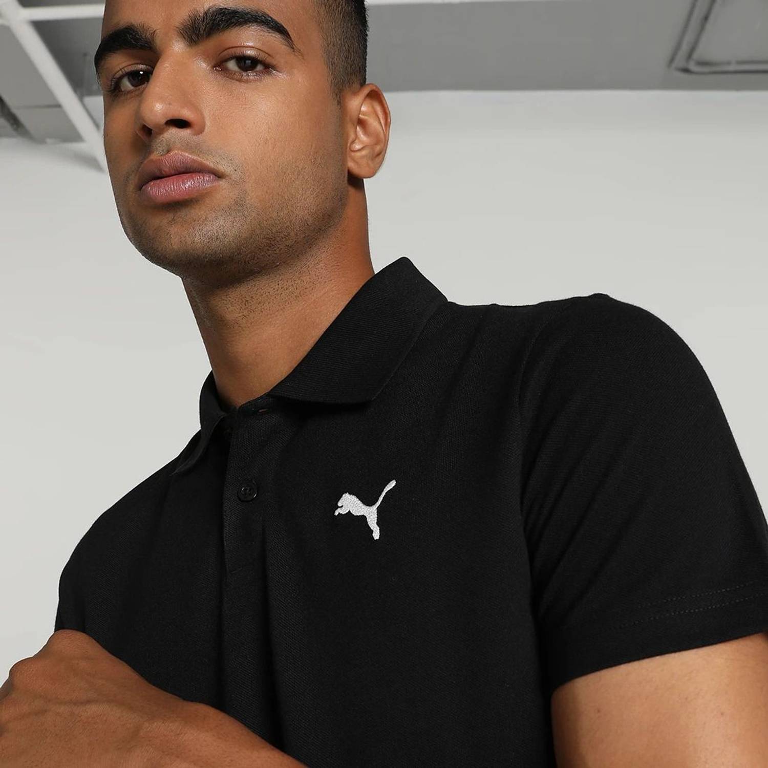 PUMA Men Black Polo Neck T-Shirt - Image 3