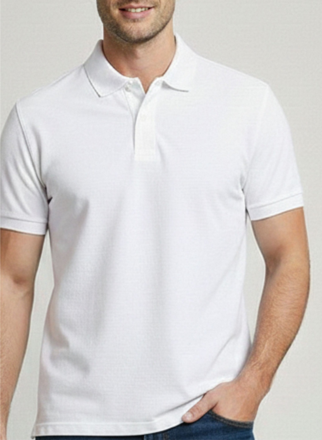 Image of Polo Plus Solid Men Polo Neck White T-Shirt