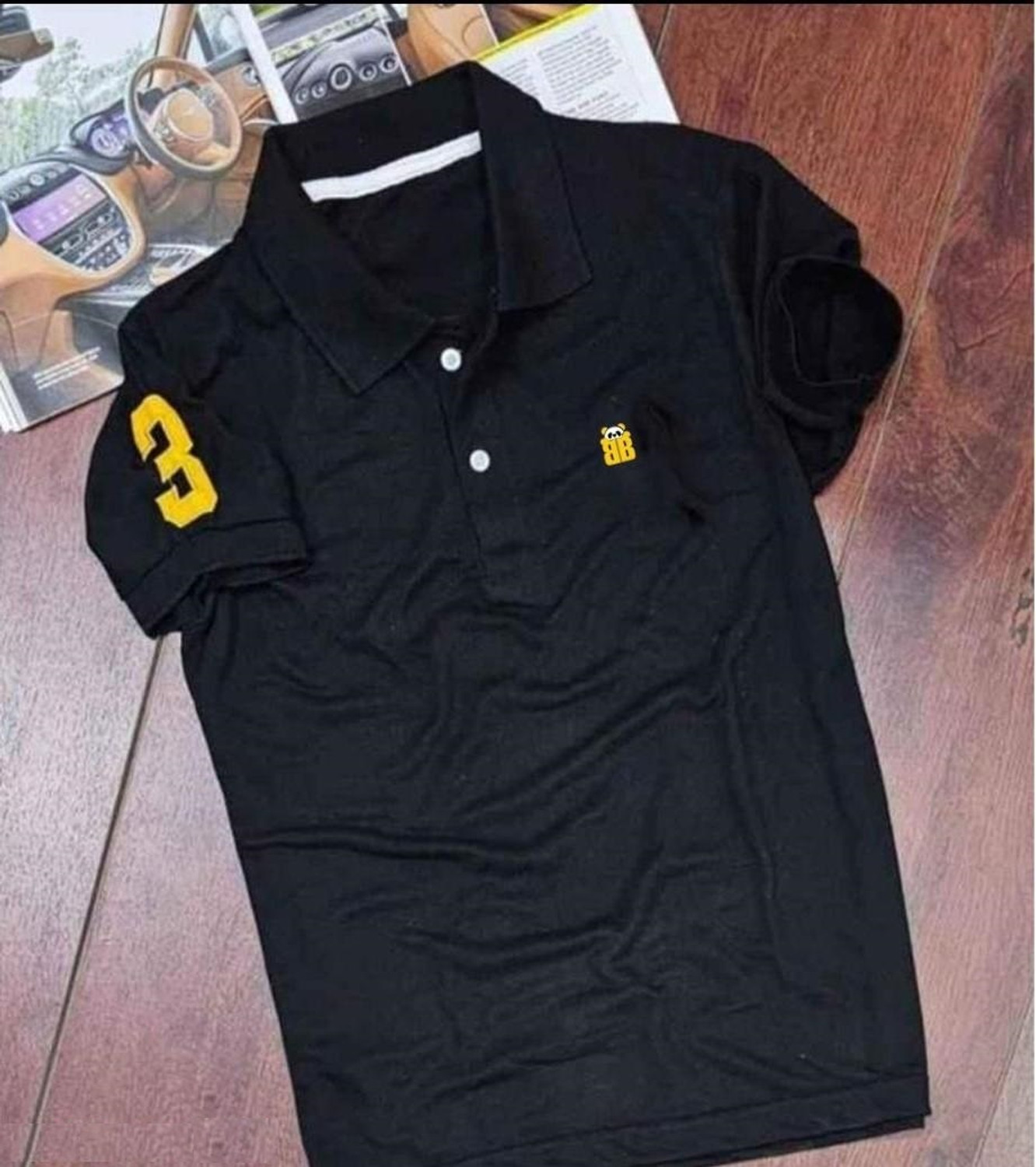 Image of Bliss Bell Solid, Printed Men Polo Neck Multicolor T-Shirt