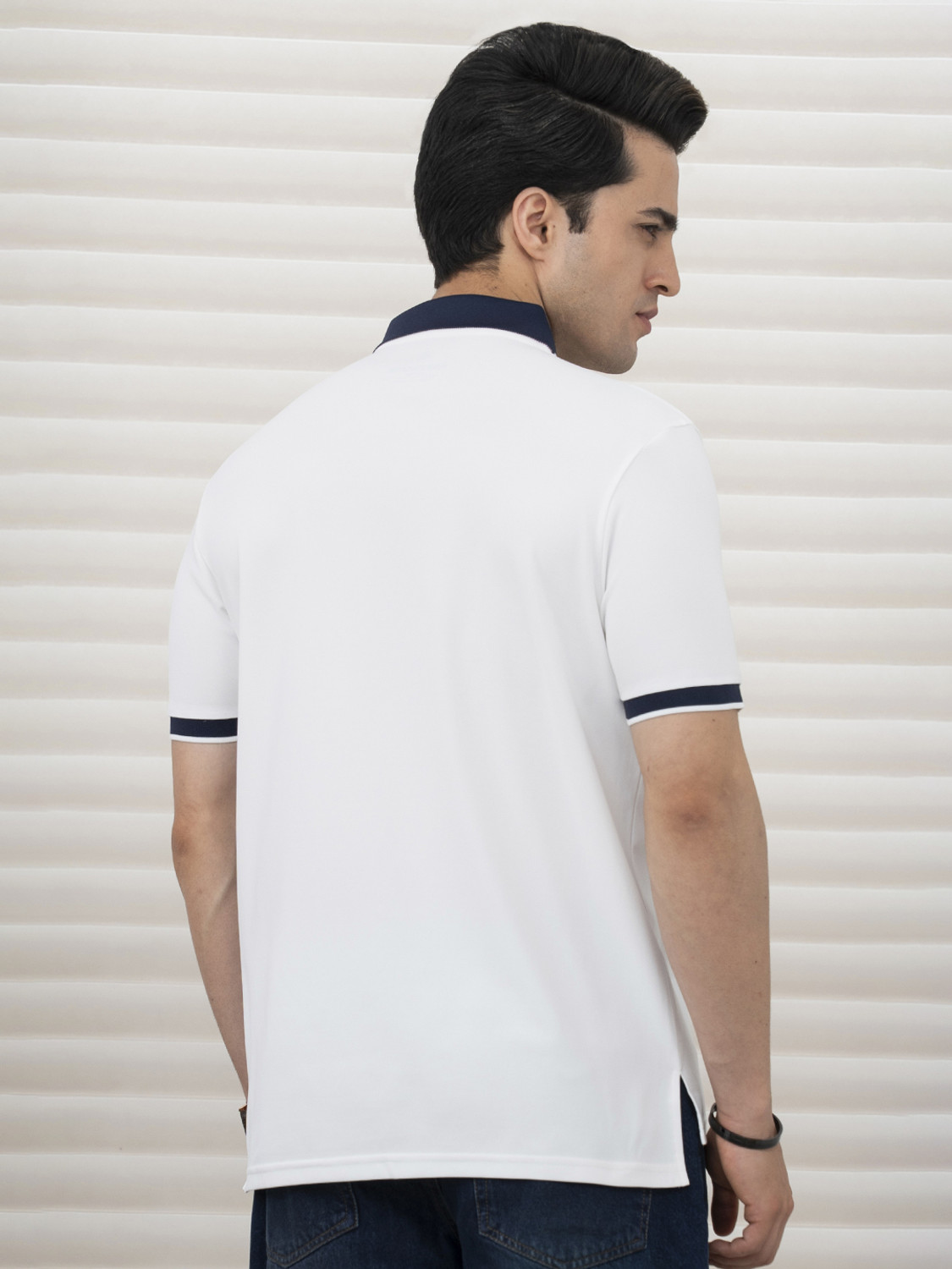 Image of RED TAPE Solid Men Polo Neck White T-Shirt