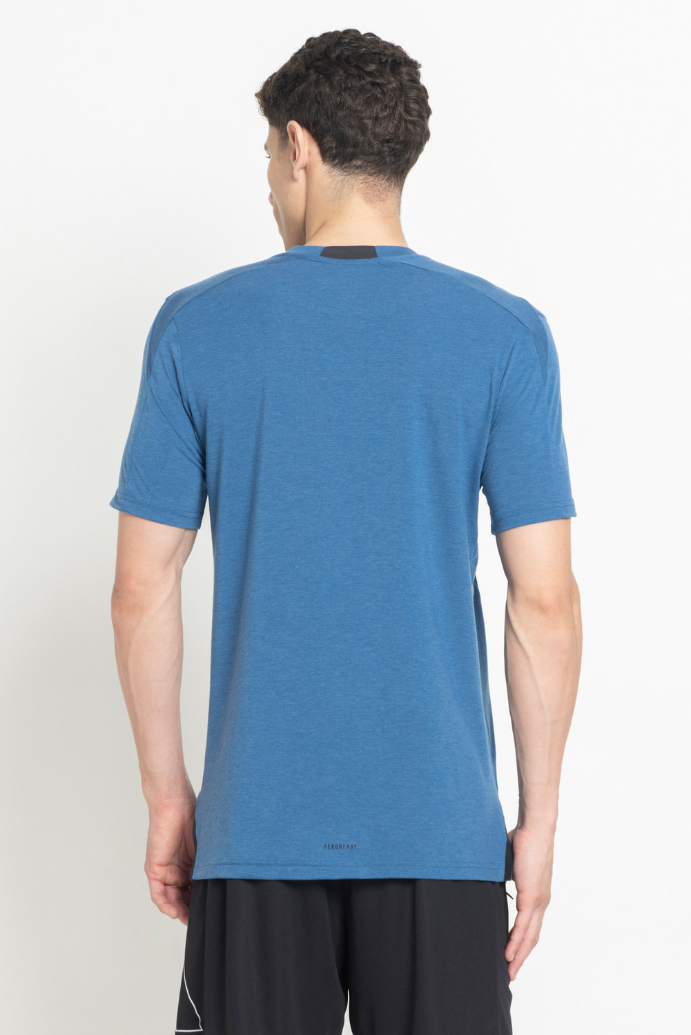 Image of ADIDAS Solid Men Crew Neck Blue T-Shirt