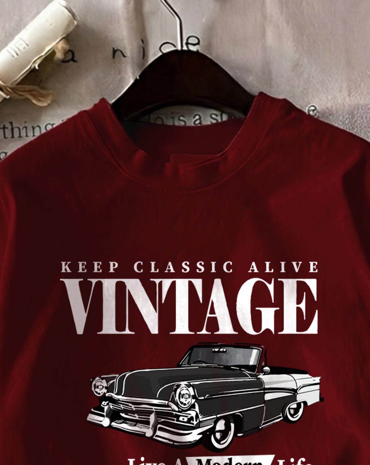Image of GLOBAL NOMAD Women Graphic Print Round Neck Cotton Blend Maroon T-Shirt