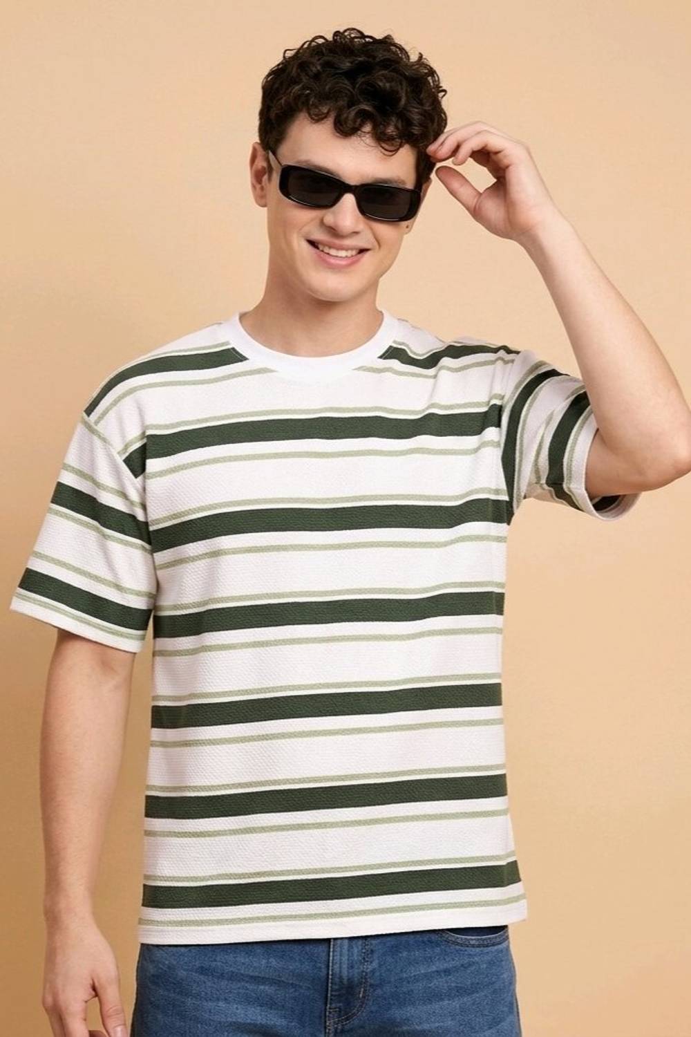 METRONAUT Striped Men Boat Neck Reversible Cotton Blend Green T-S