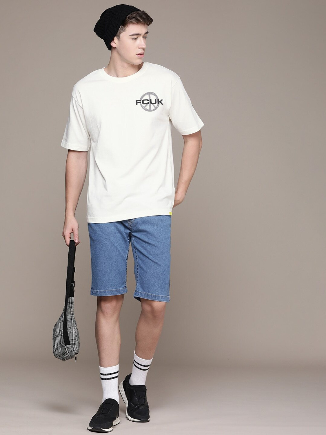Image of FCUK Printed Men Round Neck White T-Shirt
