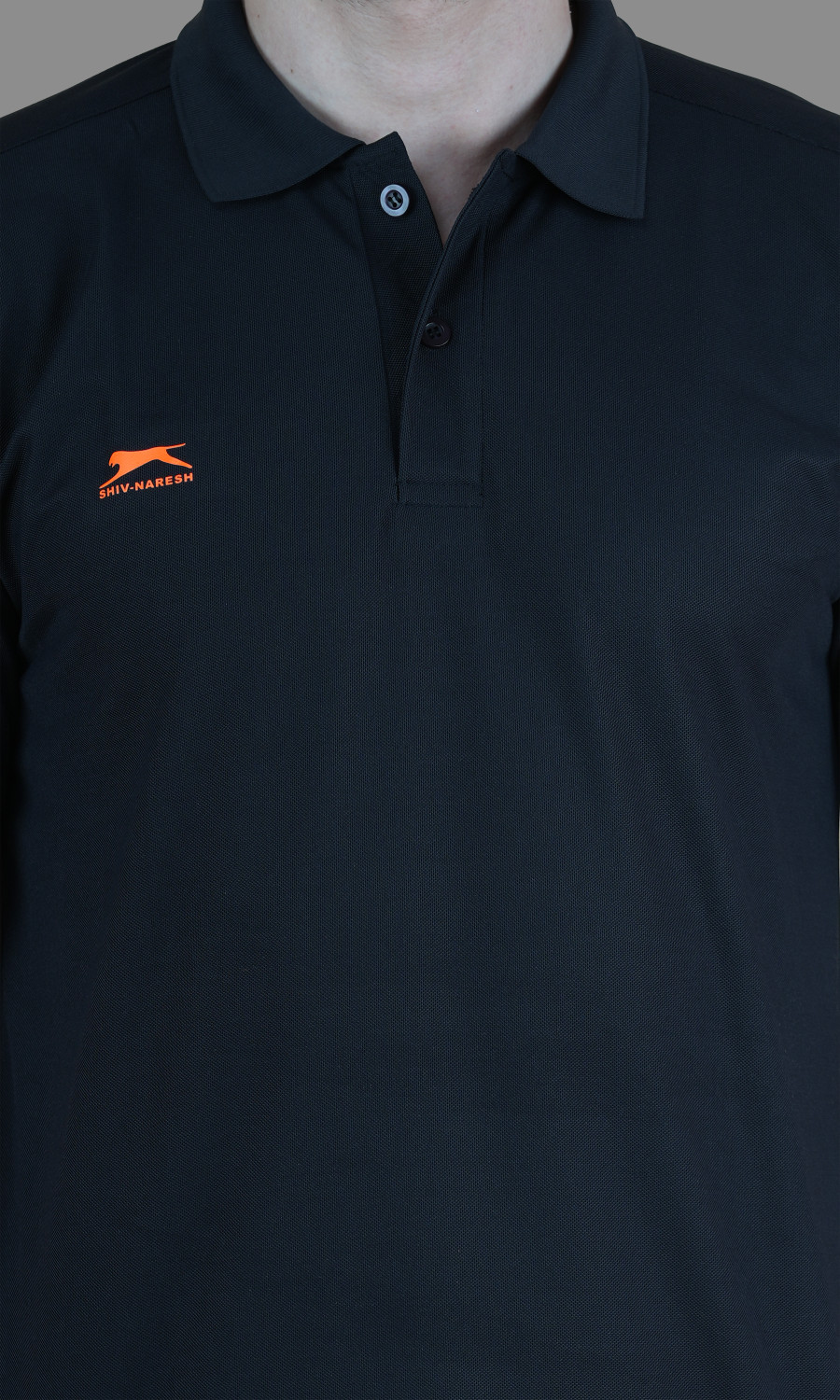 Image of Shiv Naresh Solid Men Polo Neck Black T-Shirt