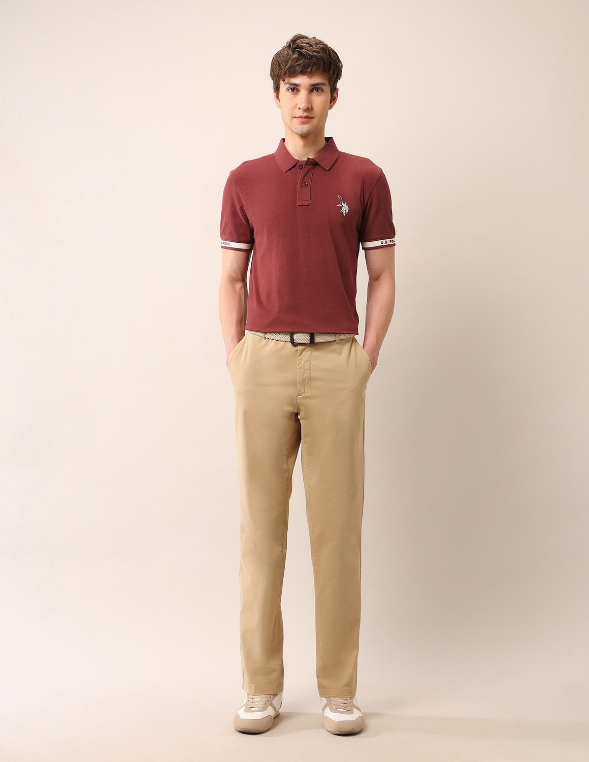 Image of U.S. Polo Assn. Denim Co. Solid Men Polo Neck Maroon T-Shirt