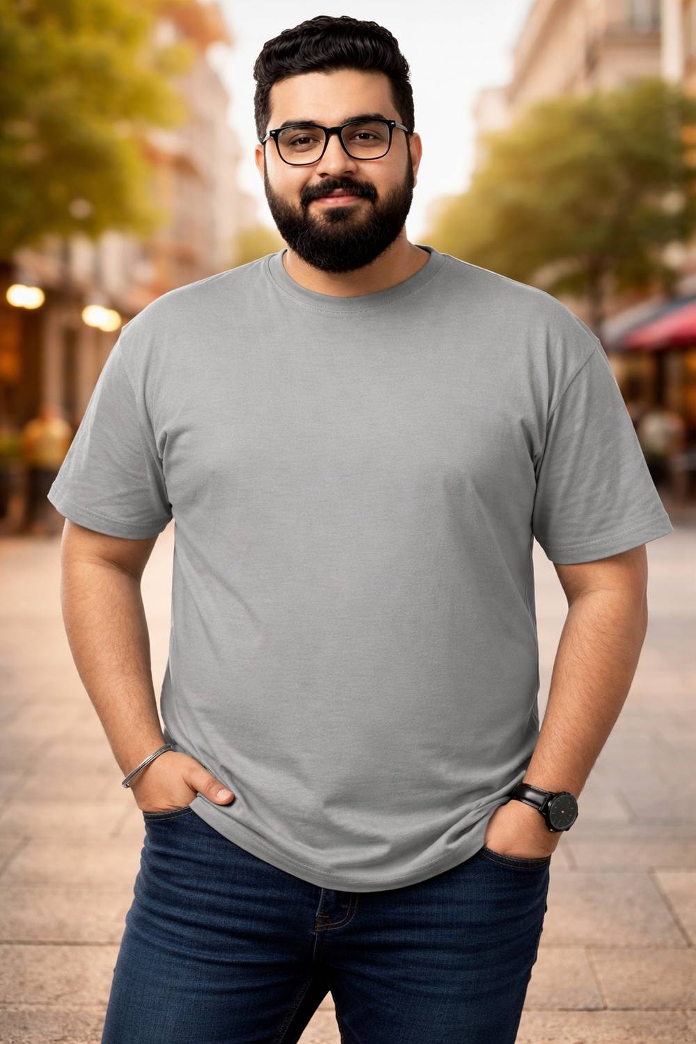 ANUBHAVGARMENT Solid Men Round Neck Grey T-Shirt