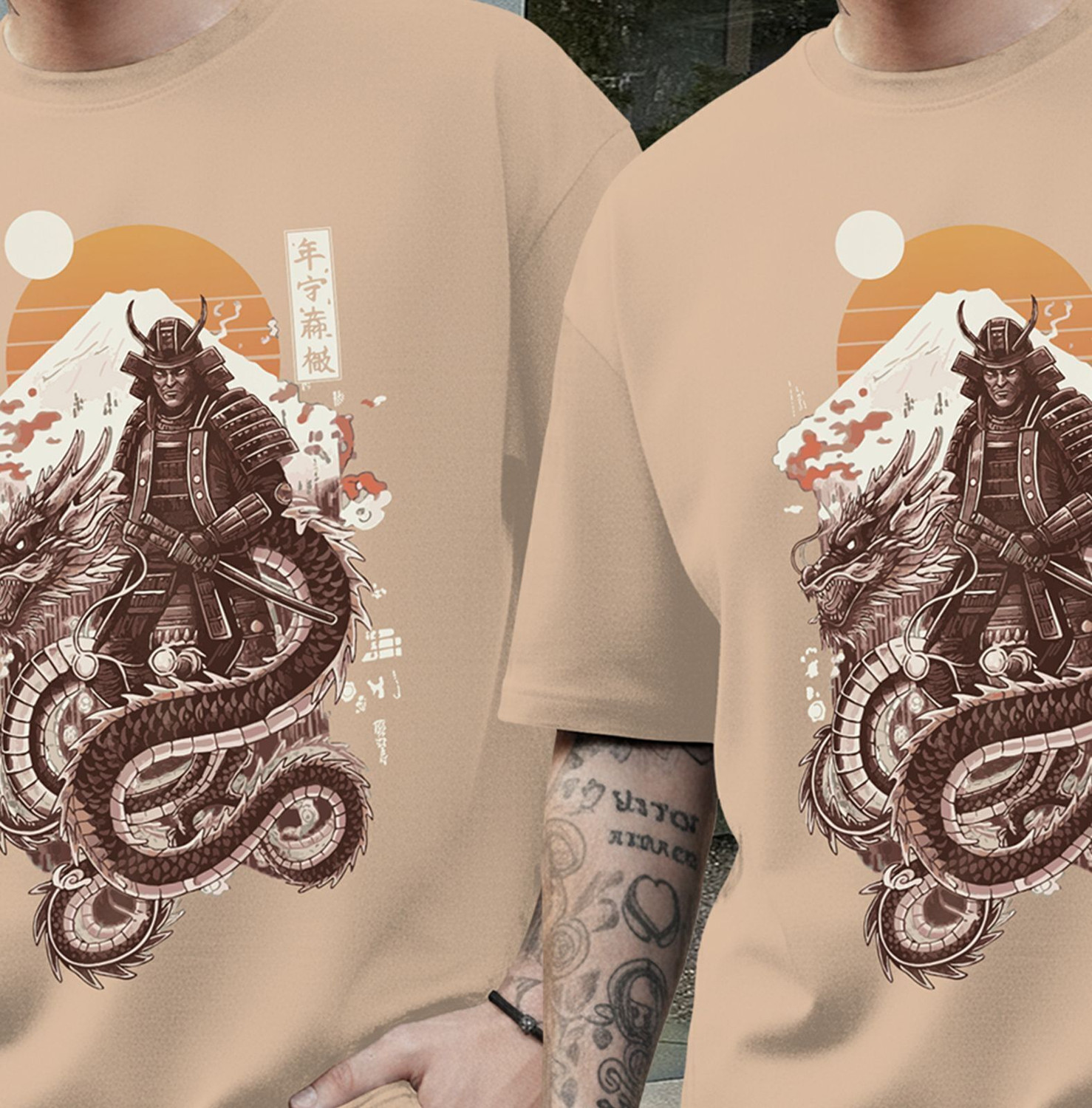 Image of TRIPR Typography Men Round Neck Beige T-Shirt