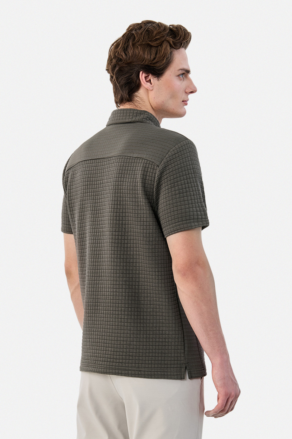 Image of Snitch Self Design Men Polo Neck Grey T-Shirt