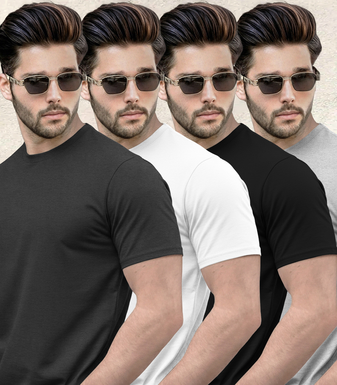 Image of TRIPR Solid Men Round Neck Multicolor T-Shirt