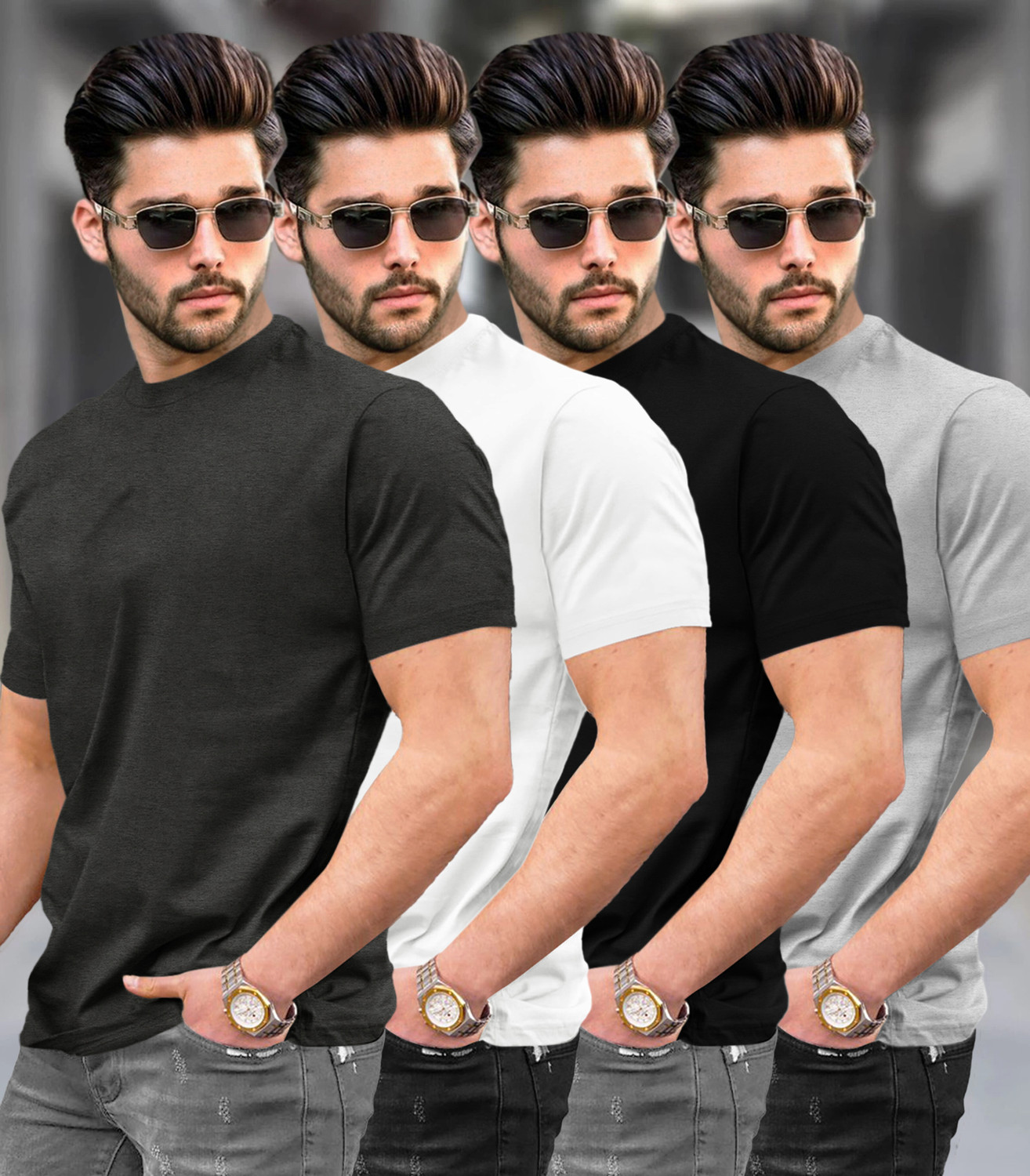 Image of TRIPR Solid Men Multicolor T-Shirt